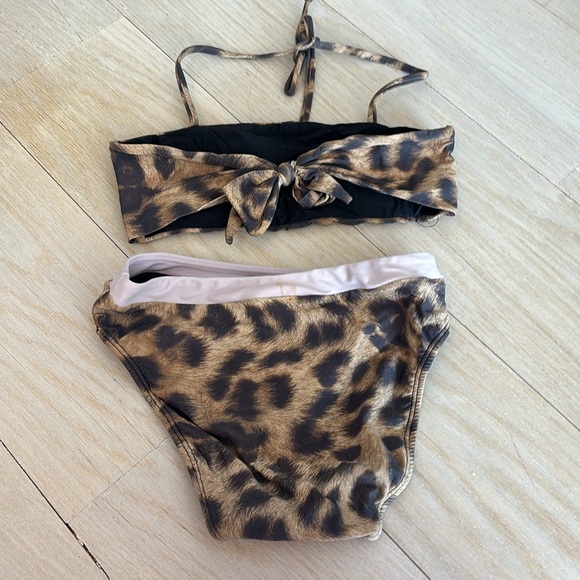 PILYQ Leopard Print Bikini Set with Pink Accents kid’s size 12 - Picture 3 of 3